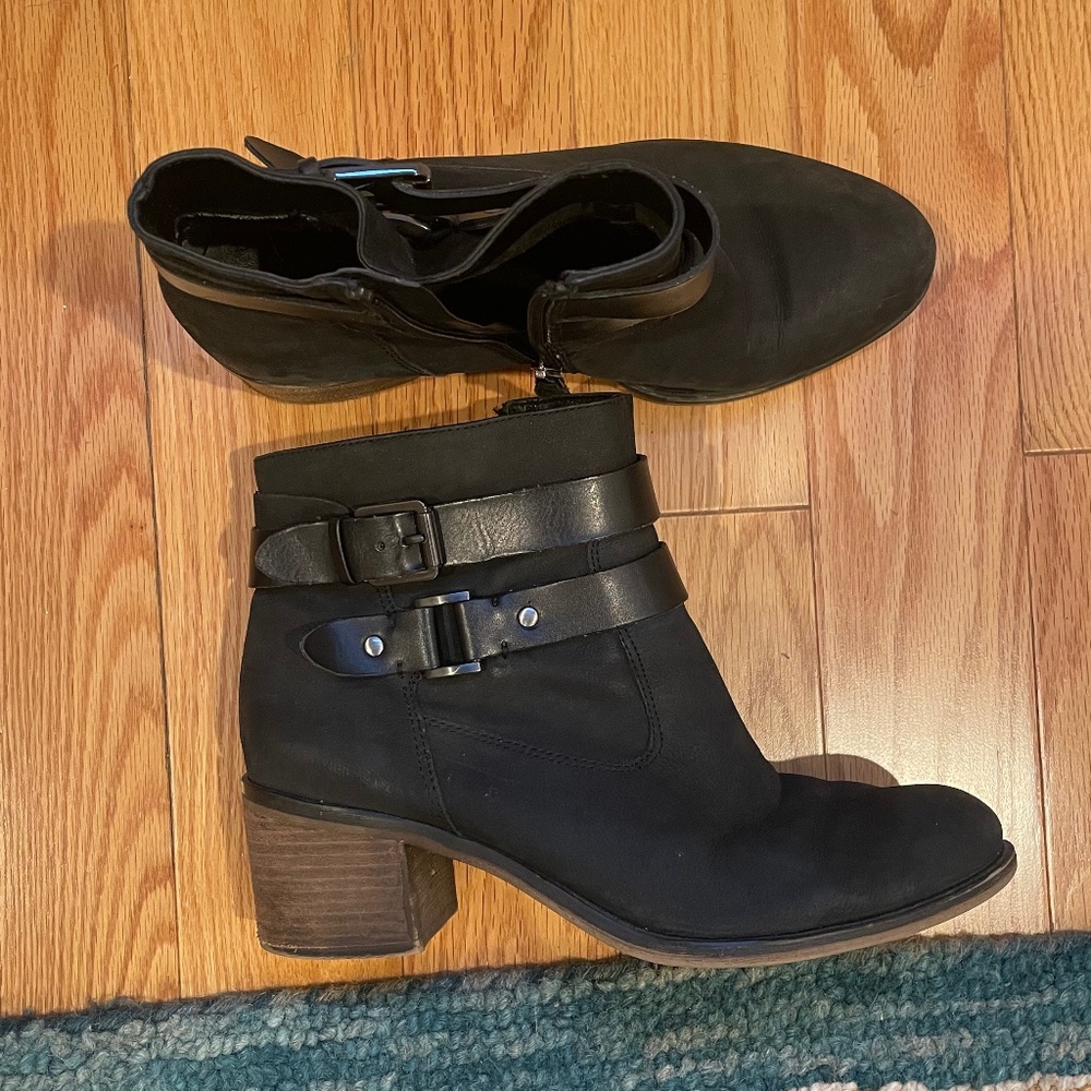 Franco Sarto Black Leather Ankle Boots
